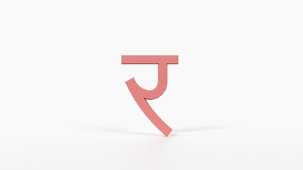 Educational Hindi Alphabet Flash Card र 3D Devanagari Illustration Preschool Homeschool ESL 8K Landscape Coral Red

