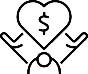 fundraising vector icon on white or transparent background. Graphic design Stroke icon collections. Editable Stroke icon collection Outline icon.