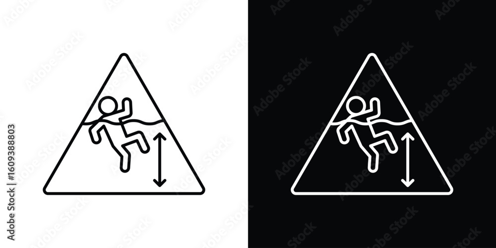 Poster deep water warning signs simple set. vector icons for graphic design template.