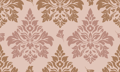 Baroque Flourish Damask Seamless Pattern Earthy