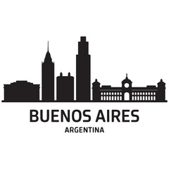 Fototapeta premium Buenos Aires skyline horizontal banner. Buenos Aires, Argentina. Vector template for your design. Vector black silhouette. with white background