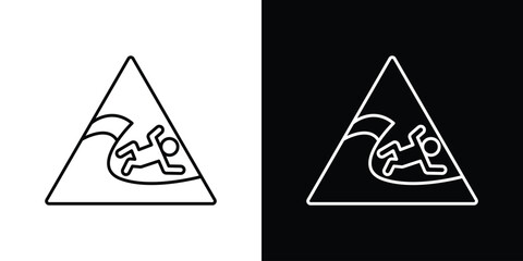 High sea waves warning signs Simple Set. Vector icons for graphic design template.