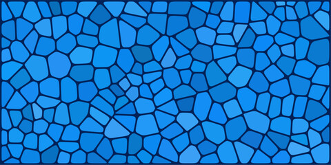 A seamless blue mosaic pattern made of irregular polygonal shapes, resembling stained glass or cobblestones with a calming and modern design.

