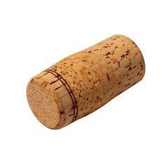 Natural cork stopper used for sealing wine bottles isolated against a black background texture