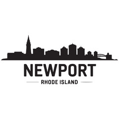 Obraz premium Newport skyline horizontal banner. Newport, Rhode Island. Vector template for your design. Vector black silhouette. with white background