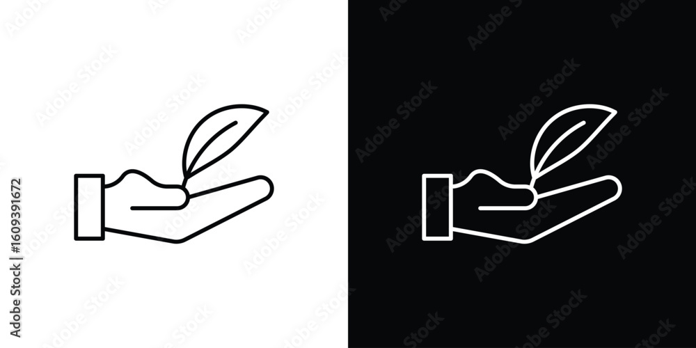 Poster leaf in hand icon simple set. vector icons for graphic design template.