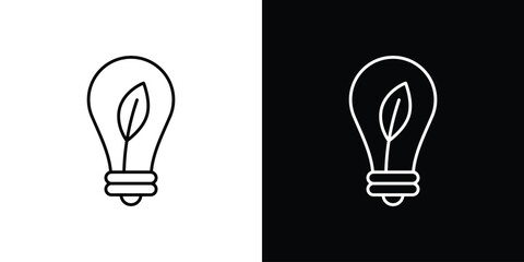 Lightbulb with leaf icon Simple Set. Vector icons for graphic design template.