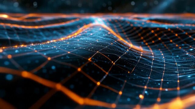 interpretation of Planck scale &mdash; ultra small grid with abstract glowing quantum threads
