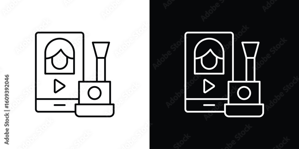 Poster makeup tutorial video icon simple set. vector icons for graphic design template.