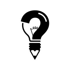 Minimalist and clever vector illustration combining a question mark and a lightbulb, with the bottom shaped like a pencil.