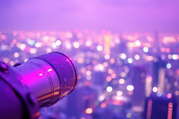 City lights viewed through a telescope.