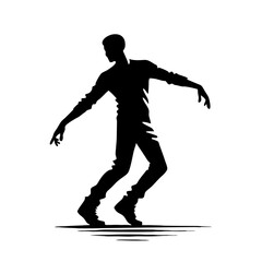 Silhouette man dancing poses an elegant body with stylish figure. Silhouette man dancing presents dramatic movement and fluid pose, perfect for artistic renderings.