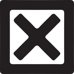 Obraz premium Stylized Black and White X Mark in a Square Border for Negative Confirmation or Deletion Symbolizing Rejection