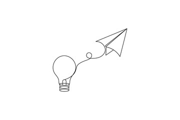 Continuous line drawing of a paper airplane icon
