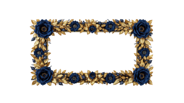 Decorative Frame with Flowers on transparent background png