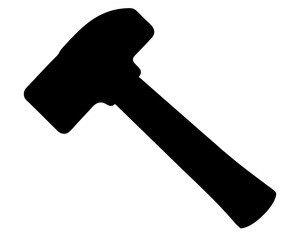 Black silhouette illustration of a hammer, a tool used for hammering nails