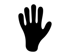 Stylized black hand silhouette with outstretched fingers on a white background