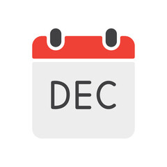 December month calendar icon. Vector illustration. Flat design. Editable stroke. Calendar symbol. Winter month sign. 
