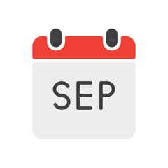 September month calendar icon. Vector illustration. Flat design. Editable stroke. Calendar symbol. Autumn month sign. 