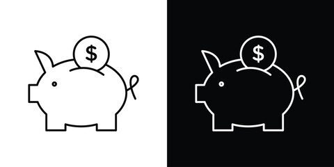 Piggy bank Simple Set. Vector icons for graphic design template.