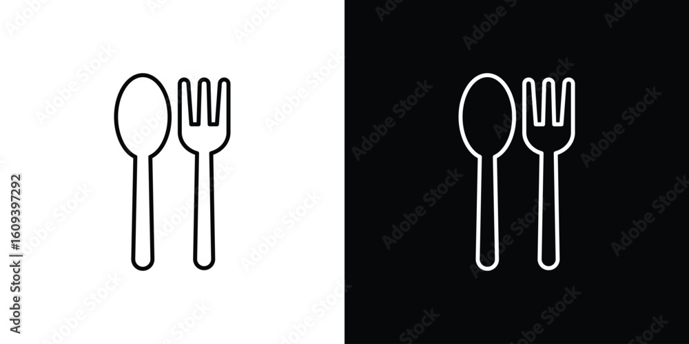 Poster spoon and fork icon simple set. vector icons for graphic design template.