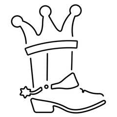 cowboy shoes icon isolated on white background, vector illustration.
