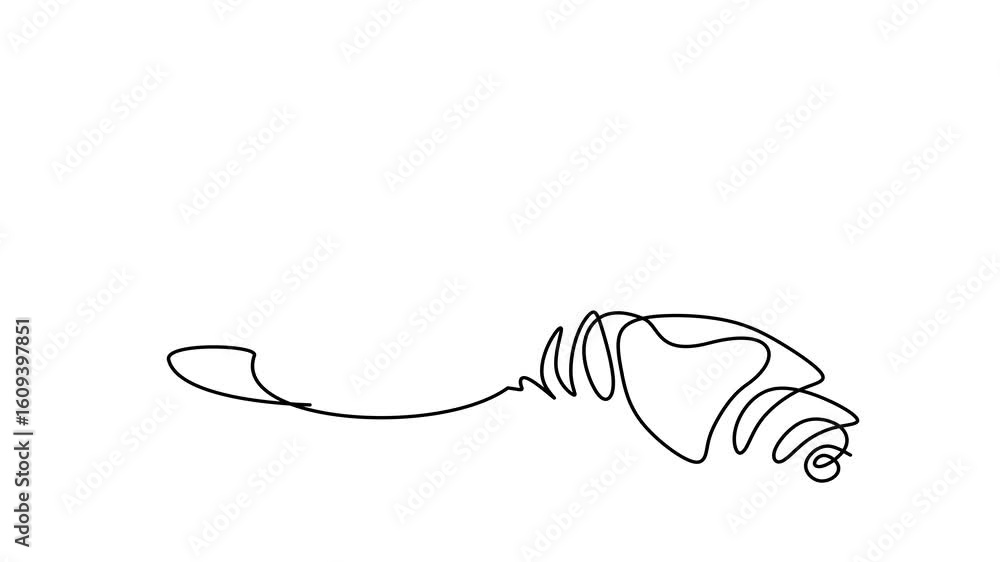 Poster animated self drawing of continuous line draw croissant and coffee. breakfast theme with linear past