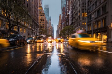 Fototapeta premium Rainy Evening City Street