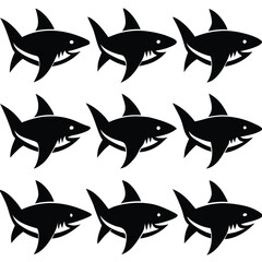 Black and White Shark Set