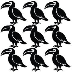 Fototapeta premium Black and White Toucan Bird Set