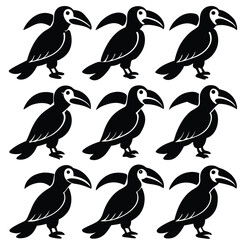 Black and White Toucan Bird Set