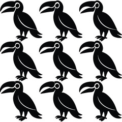 Black and White Toucan Bird Set