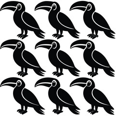 Fototapeta premium Black and White Toucan Bird Set