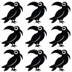 Black and White Toucan Bird Set