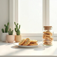 cookies on a plate near window