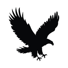 Obraz premium Vector art of a black eagle silhouette is isolated on white background