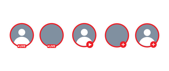 Live video streaming icon. avatar frame symbol for app, website, social media, profile person png and vector illustration on transparent background