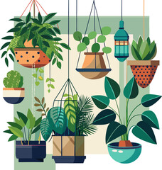 Hanging indoor plants