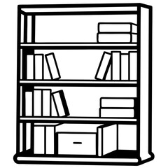 Minimalist Bookshelf Line Art Vector