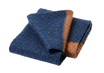 Navy Blue Throw Blanket with Copper Trim