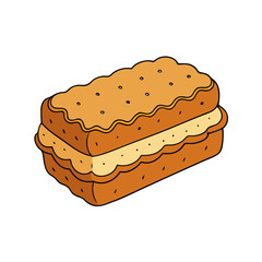 Creative Vector Style Biscoff Cake on White Background