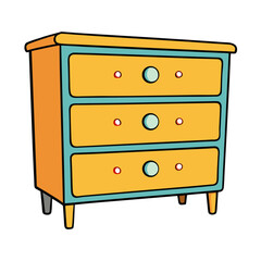 Creative Vector Style Chest of Drawers on White Background