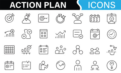 Business Icons for Goal Setting, Milestones, and Project Planning