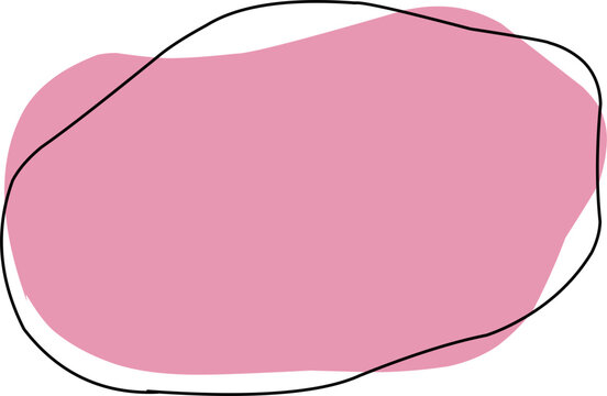 Abstract pink shape with scribble line