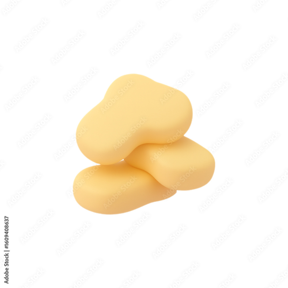 Poster three soft yellow abstract shapes stacked together isolated on transparent background
