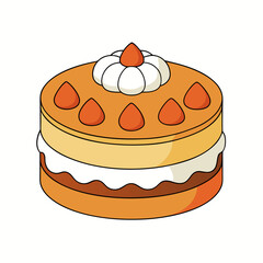 Creative Vector Style Genoise Cake on White Background