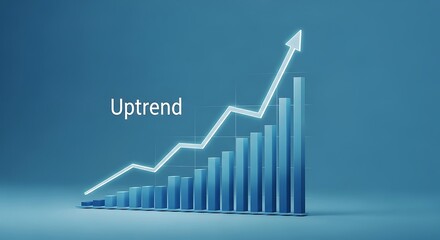 Fototapeta premium Business growth chart showing an upward trend with glowing arrow and bars