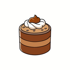 Creative Vector Style Mocha Cake on White Background