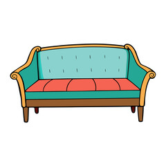 Creative Vector Style Patio Sofa on White Background