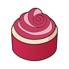 Creative Vector Style Raspberry Swirl Cake on White Background